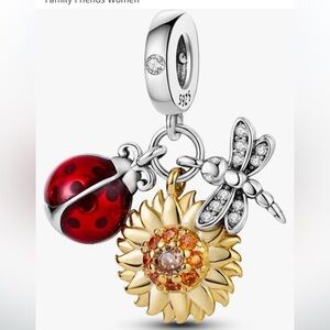 Lady bug, Sunflower, dragonfly candle charms sterling silver fits all pandoras